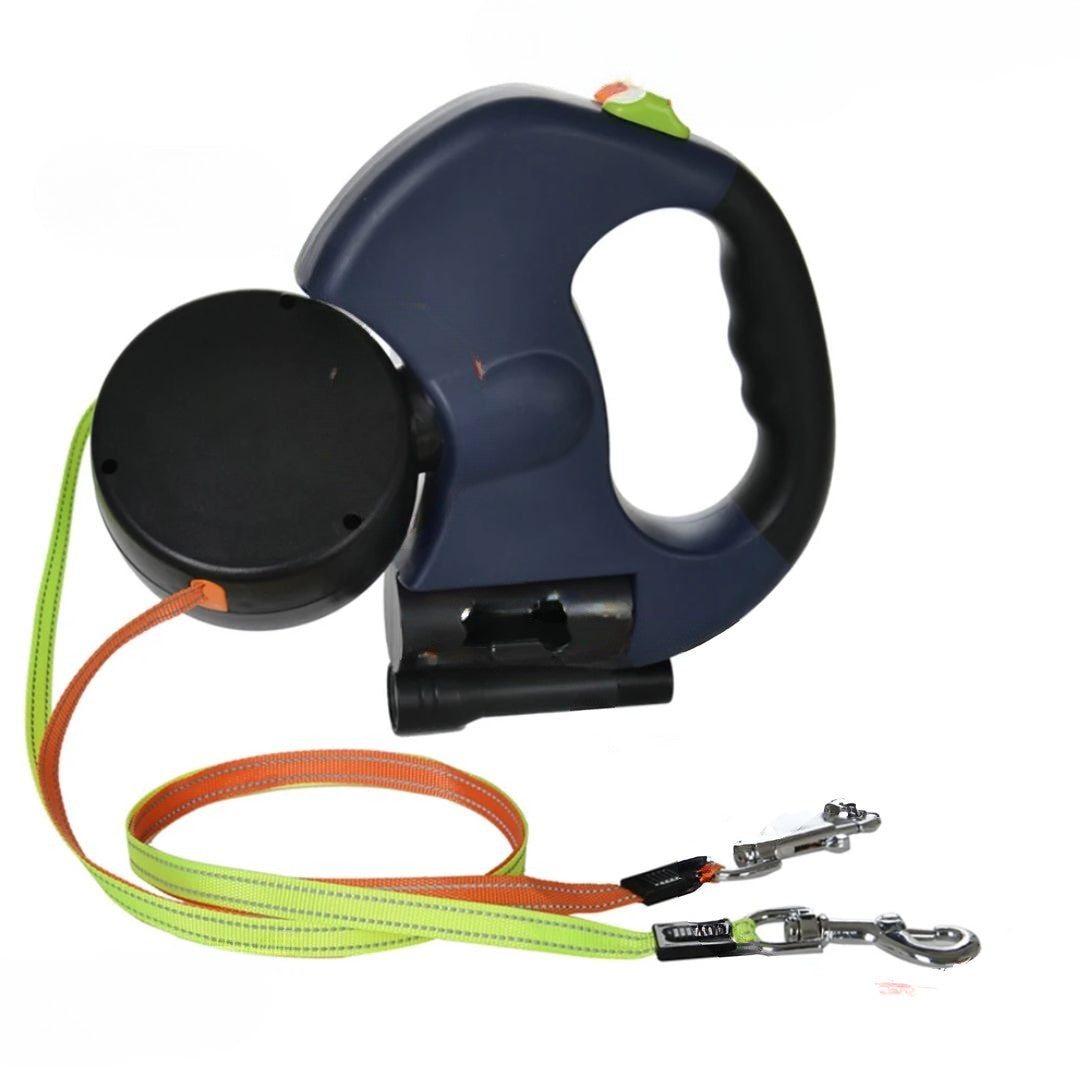 Laus Dobbel Utrekkbar For Hunder – Med LED-lampe Og Posefordeler