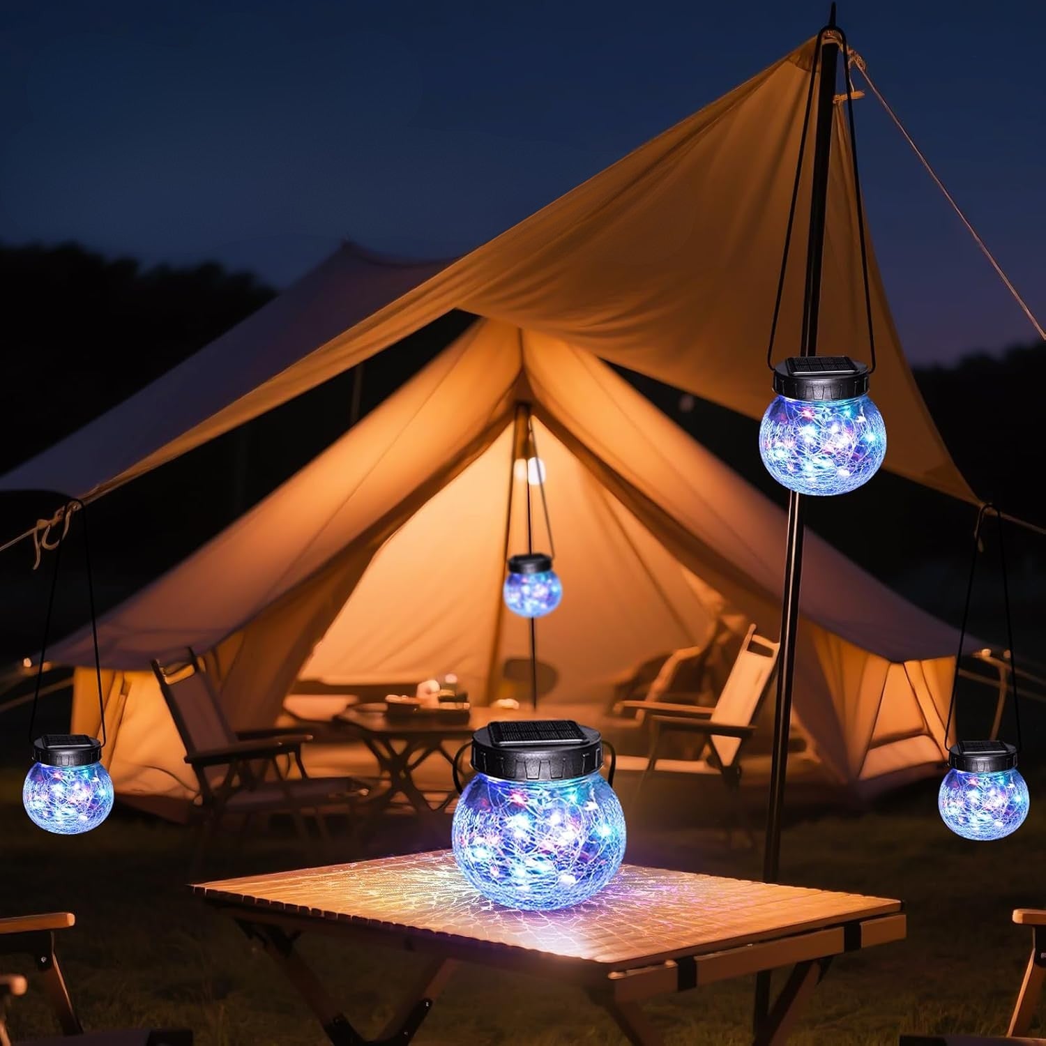 Lanterna Solare Sospesa — Eleganza In Vetro Crepato