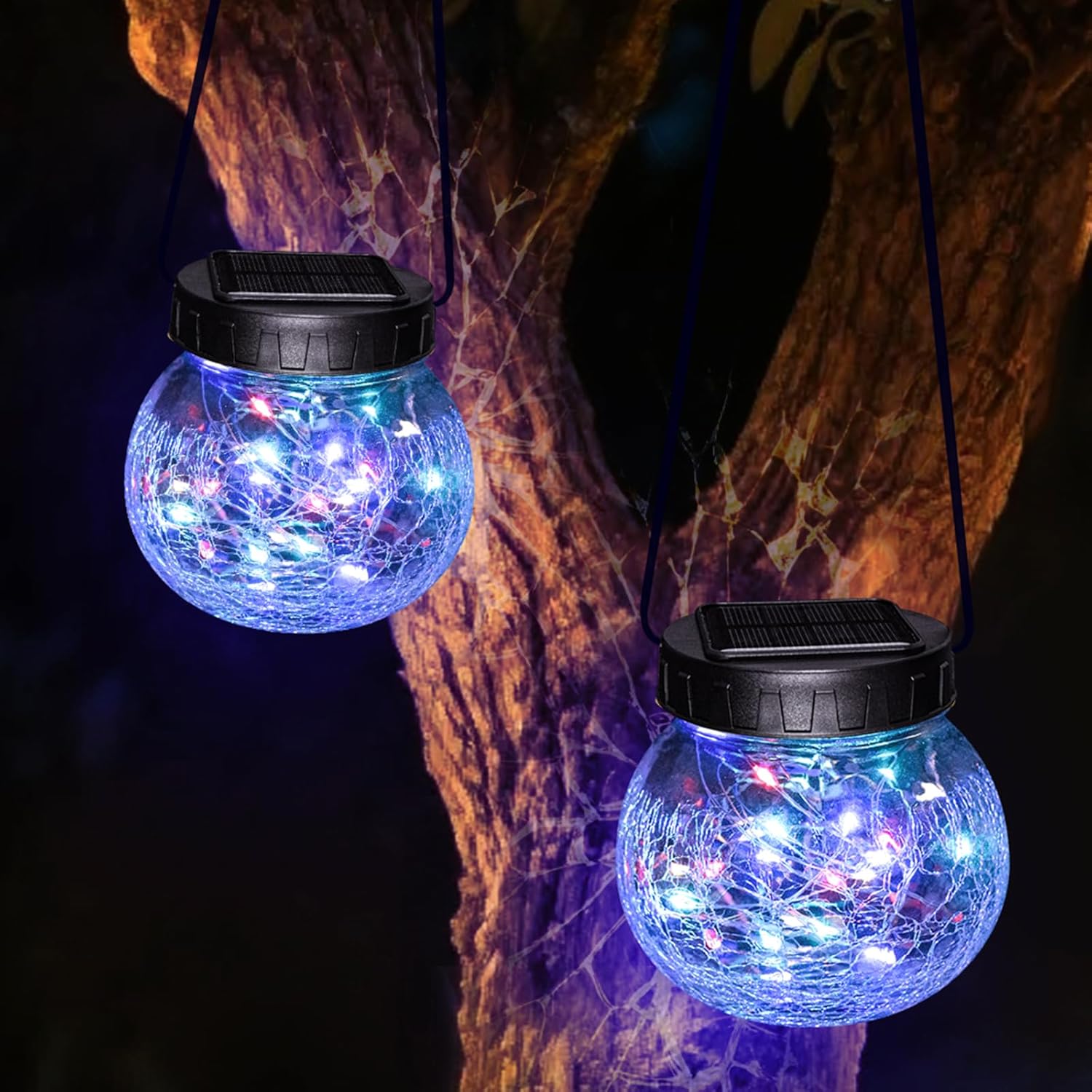 Lanterna Solare Sospesa — Eleganza In Vetro Crepato