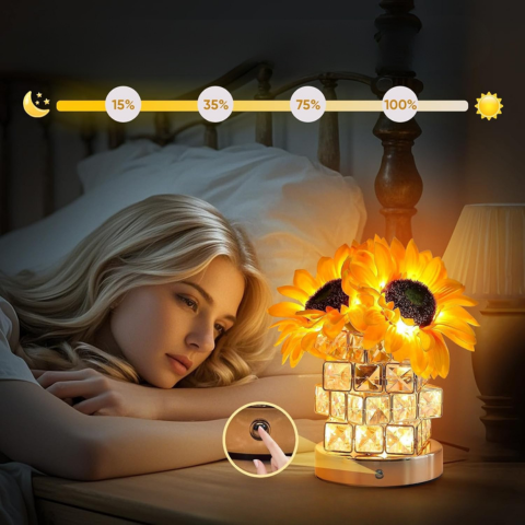 Auringonkukka-pöytälamppu – Lämmin ja koristeellinen valo