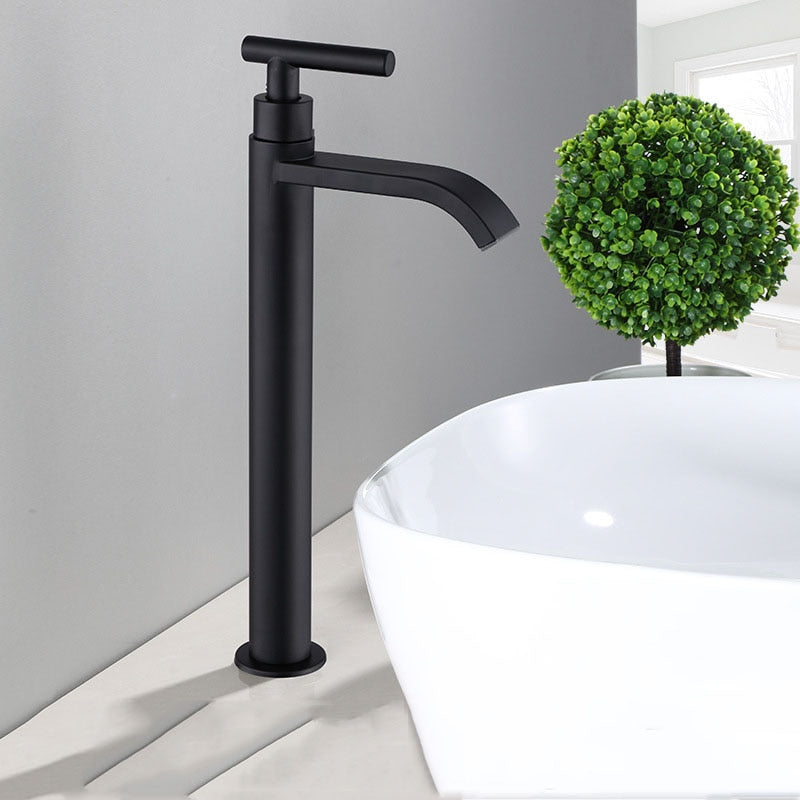 Rubinetto da lavabo rialzato – Finitura elegante nero opaco
