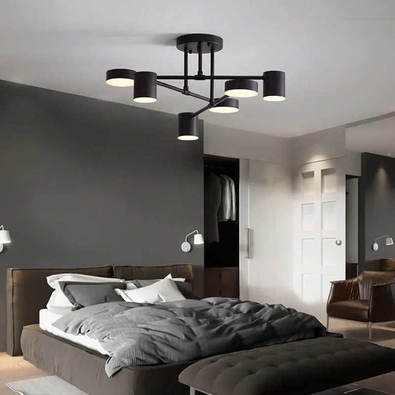 Moderne Plafondlamp Met 6 Draaiende LED-koppen – Veelzijdige Verlichting En Chic Ontwerp