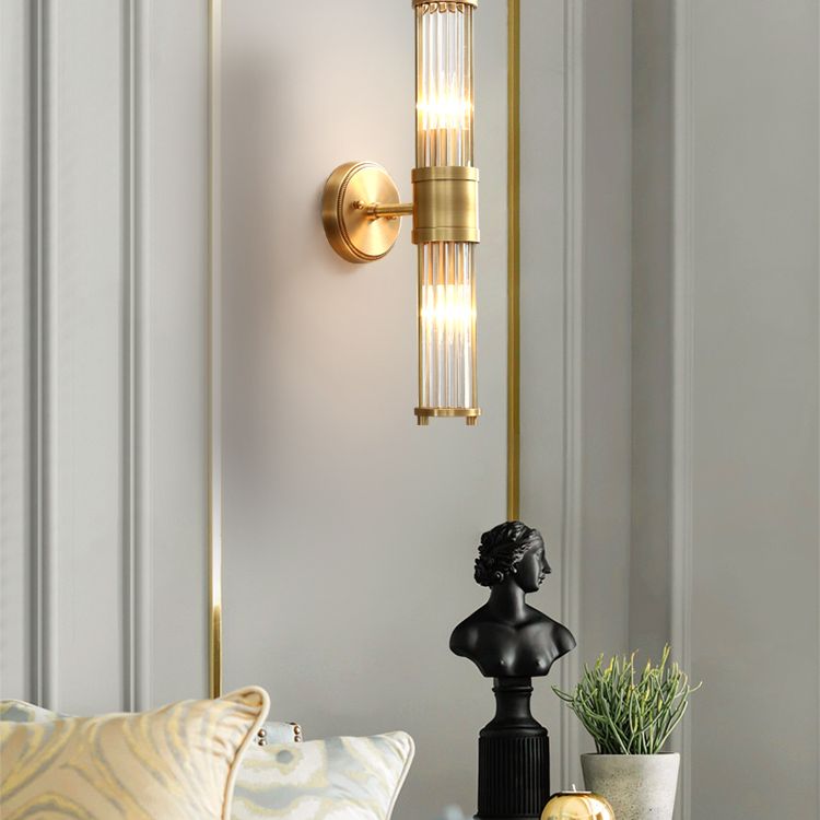 Moderne cilindervormige wandlamp - Style Moderne Doré En Métal Et Verre