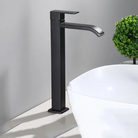 Rubinetto da lavabo rialzato – Finitura elegante nero opaco 