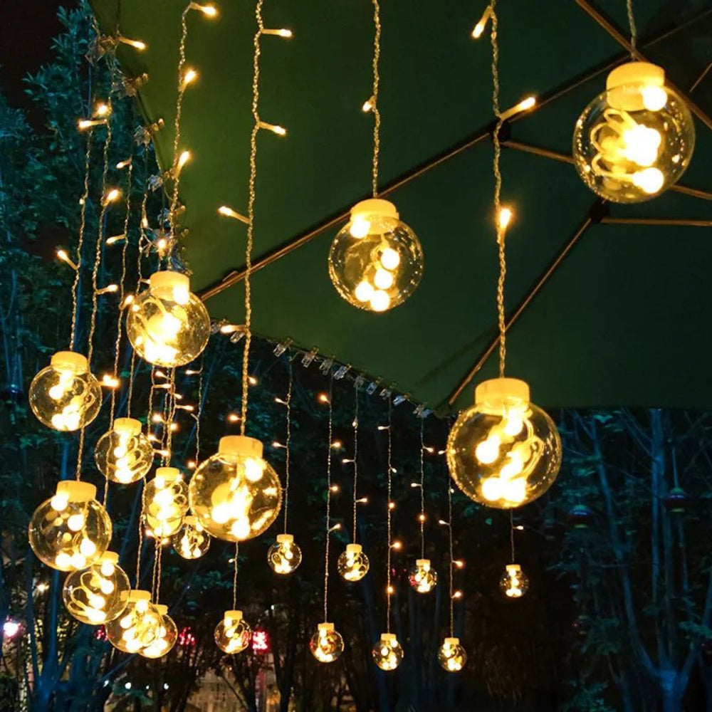 Curtain Of Suspended Light Balls — Warm And Magical Atmosphere 