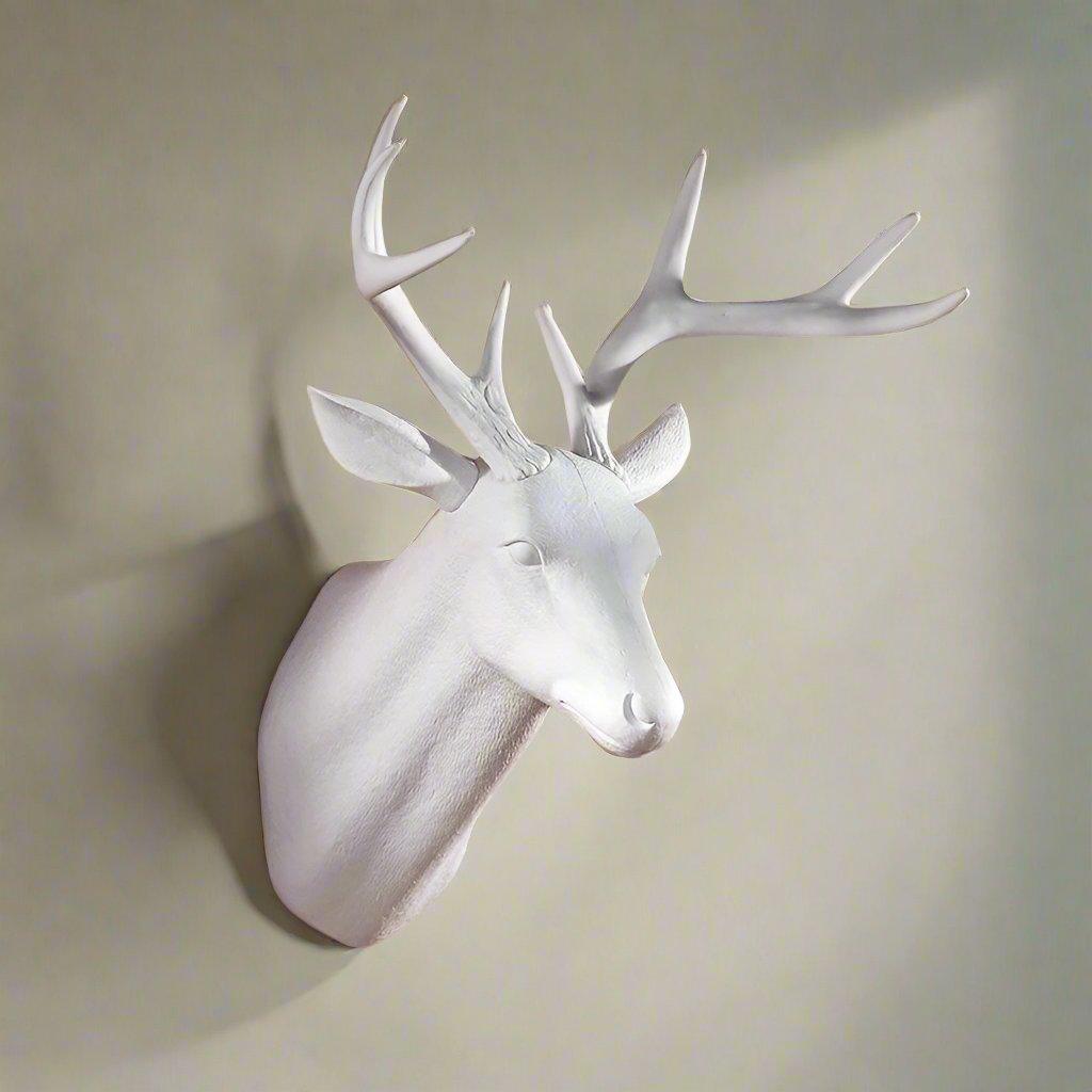Sculpture Murale Cerf Mat – Style Contemporain
