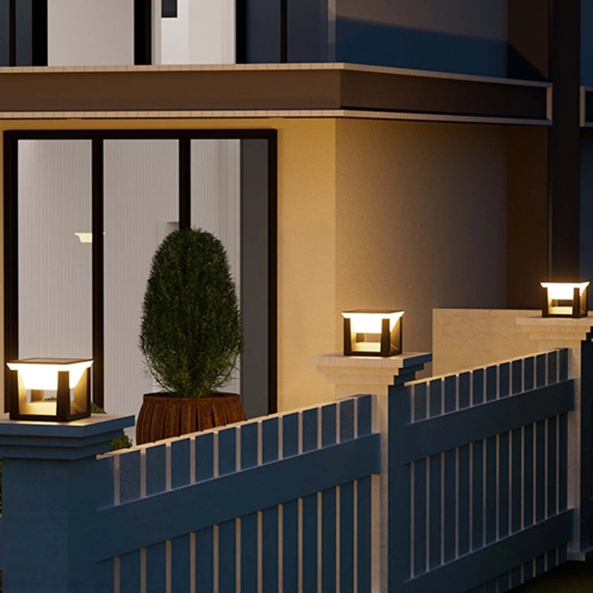 Vonkajšia solárna lampa - štvorcový tvar a moderný povrch