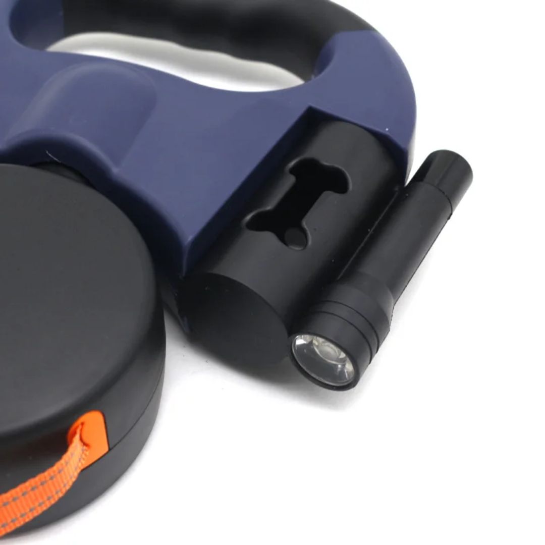 Laus Dobbel Utrekkbar For Hunder – Med LED-lampe Og Posefordeler 