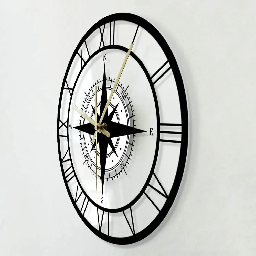 Reloj de Pared Brújula Náutica – Toque Decorativo Chic y Funcional 