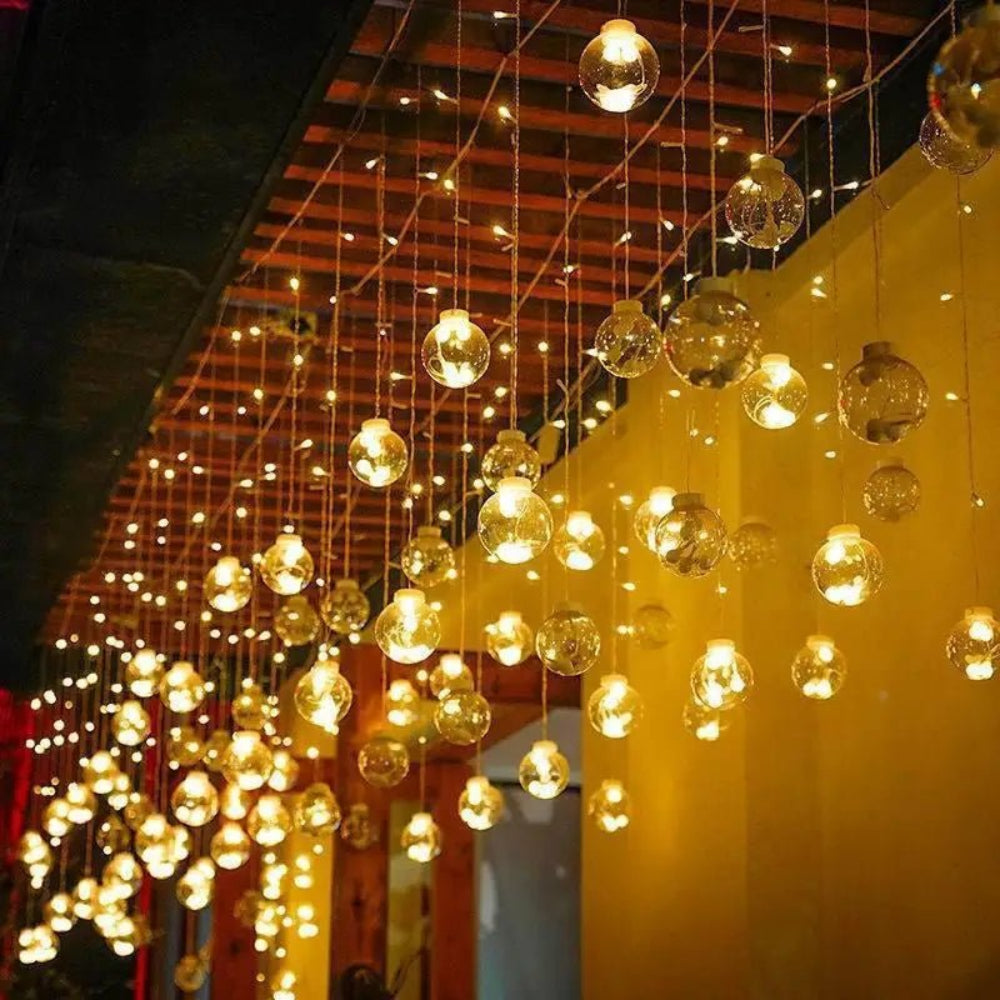 Curtain Of Suspended Light Balls — Warm And Magical Atmosphere 