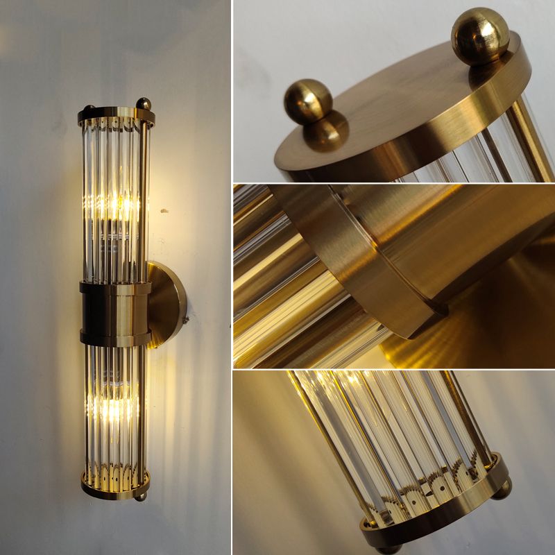 Moderne cilindervormige wandlamp - Style Moderne Doré En Métal Et Verre